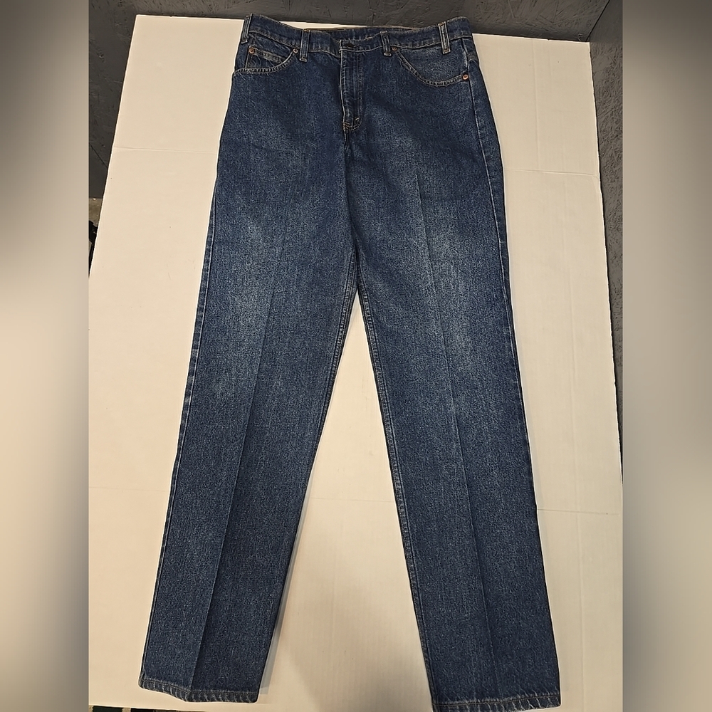 Levi's 505 Vintage Straight Leg Jeans Mens 38x34 Orange Tab Heavy Starched